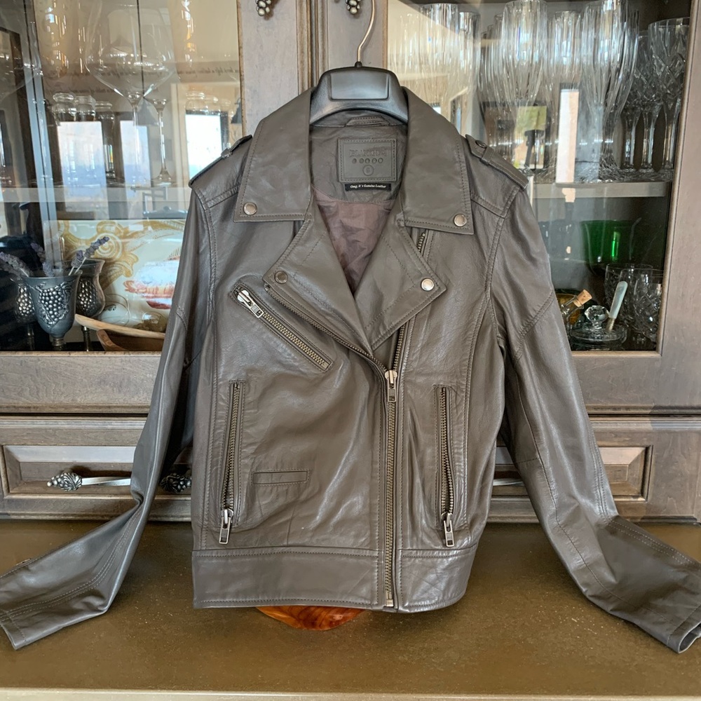 Soft Leather Gray Motorcycle Jacket - image 1